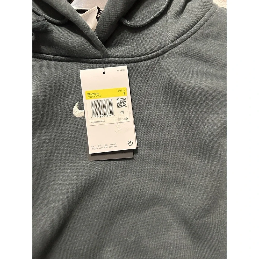 Nike Swoosh Women's Fleece Pullover Hoodie Pockets Drawstring Small DQ5860-391